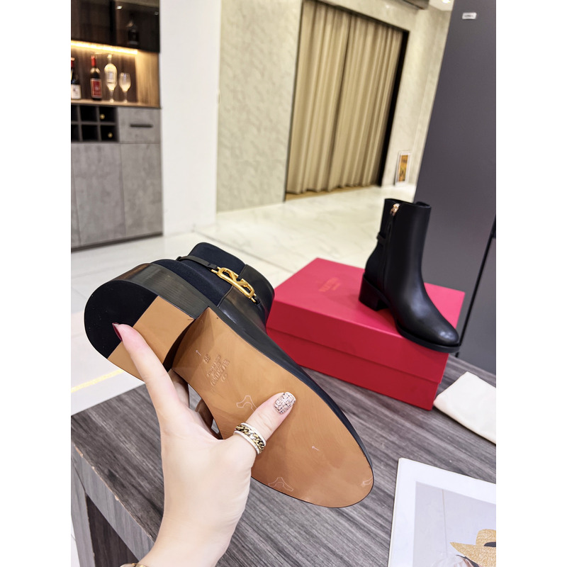 Valentino Vlogo Signature Calfskin Ankle Boot 30mm Black