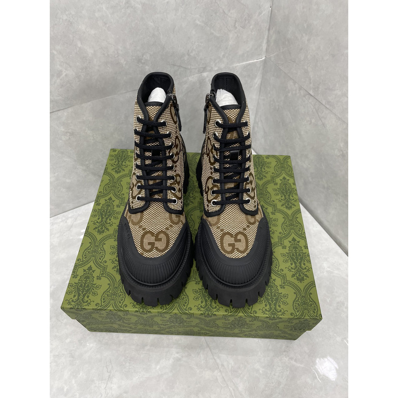 G*u*i gg lace-up combat boots brown