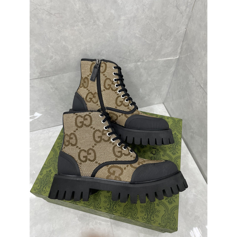 G*u*i gg lace-up combat boots brown