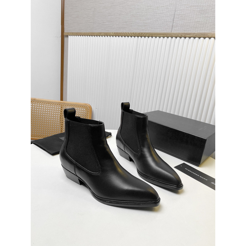 Alexander Wang Slick Smooth Leather Ankle Boot Black