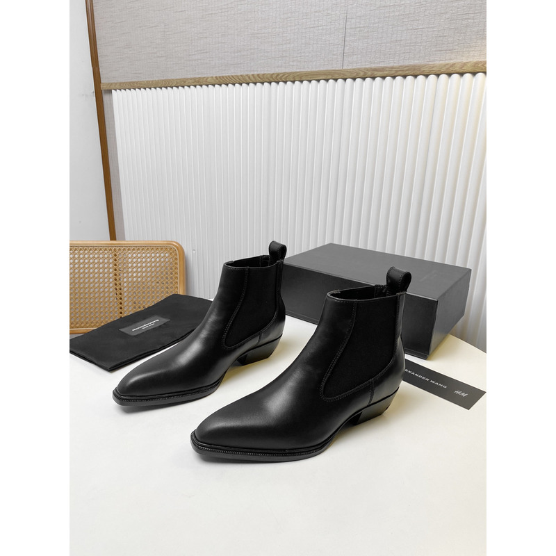 Alexander Wang Slick Smooth Leather Ankle Boot Black