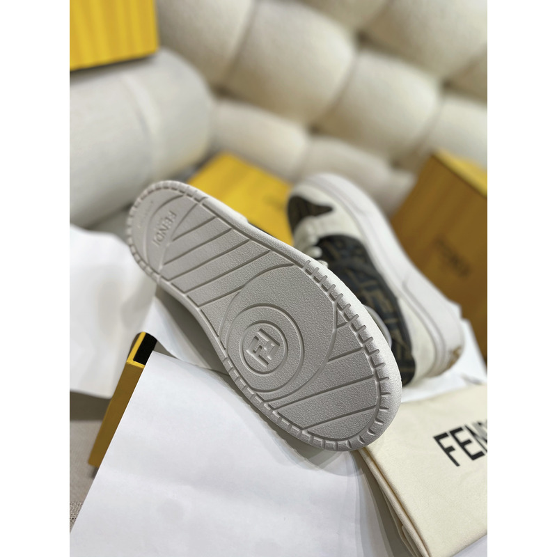 F**di match canvas and white suede platform low-tops