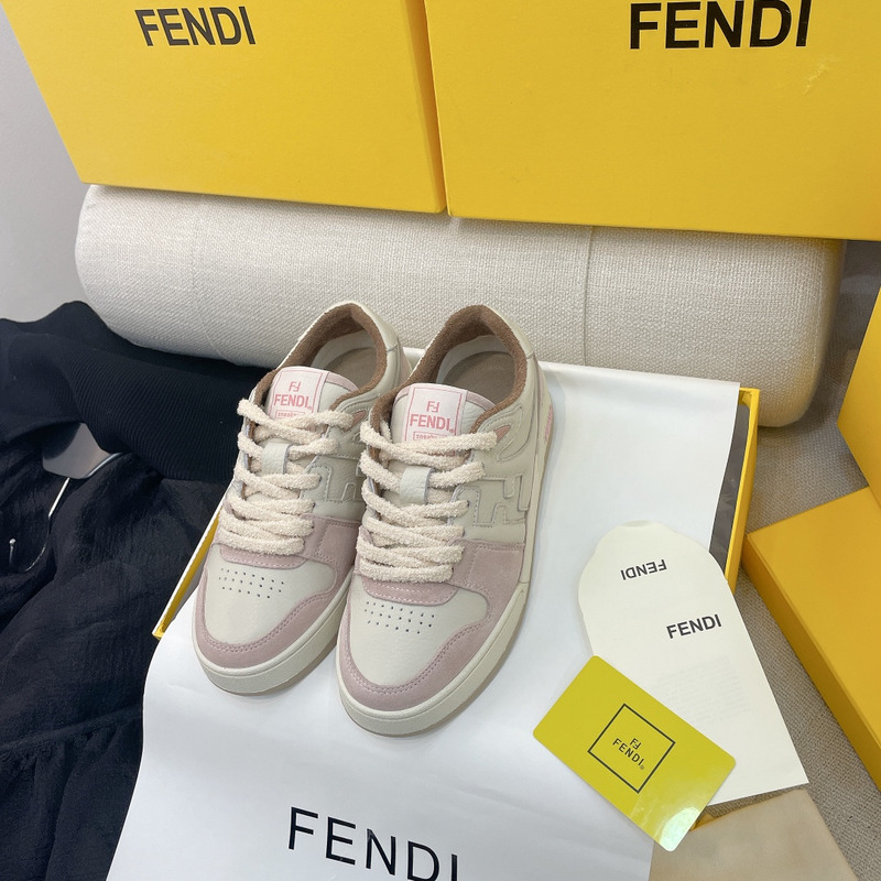 F**di match low-tops in pink suede