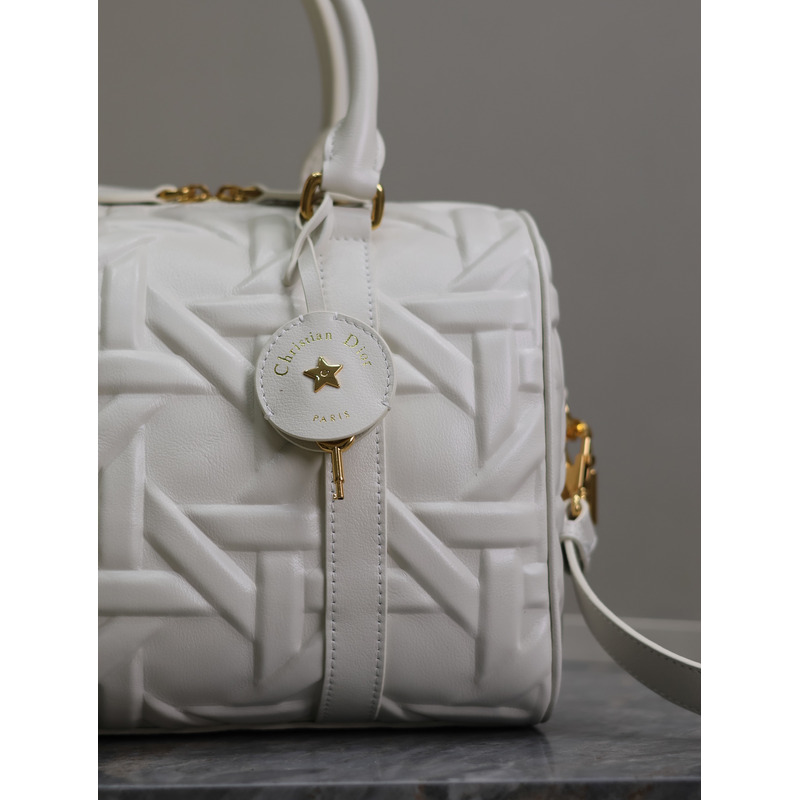 D*or groove 25 bag white graphic cannage calfskin