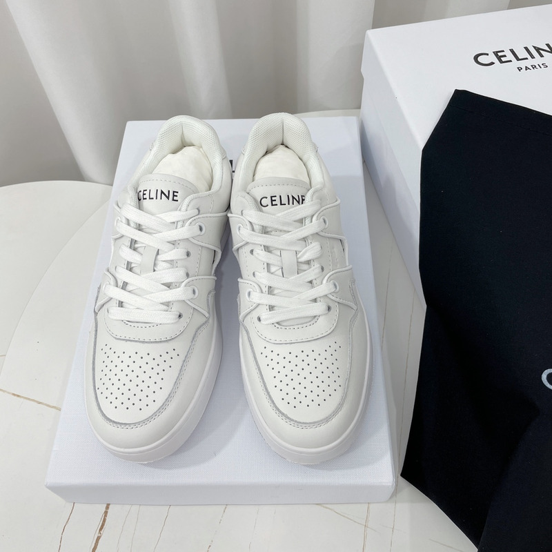Ce**e trainer low lace up sneakers in calfskin white