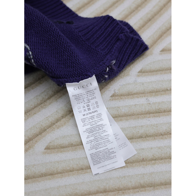 G*u*i wool cardigan with gg intarsia blue