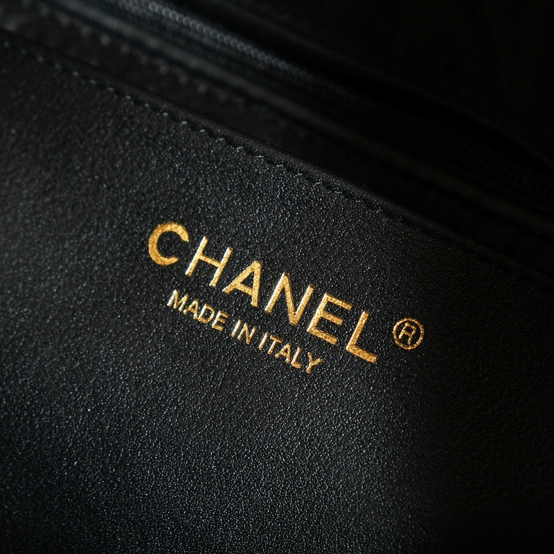 Ch*el large bowling bag gold metal black & pink