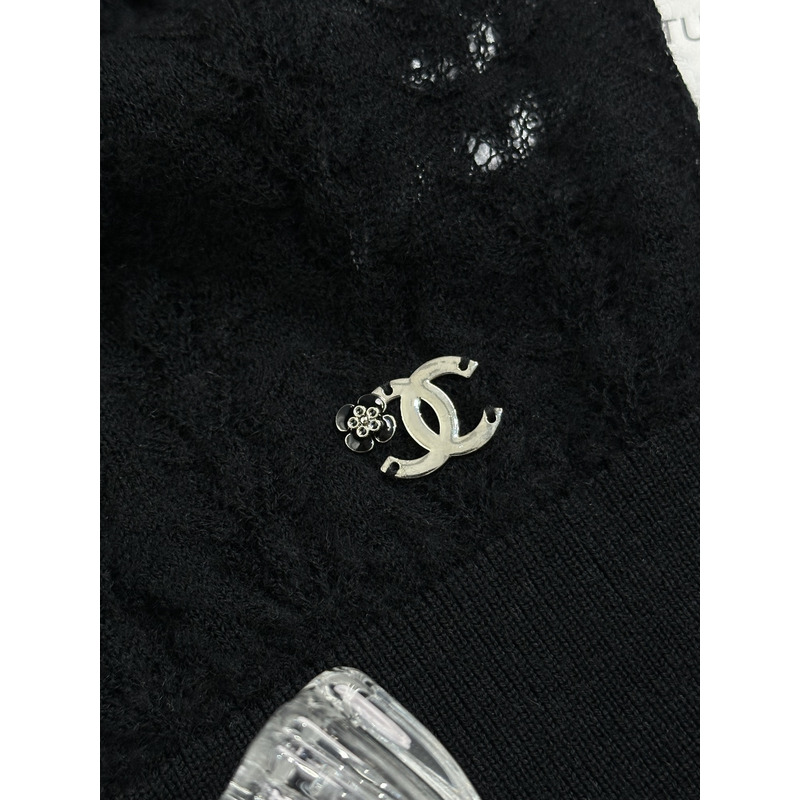 Ch*el cc logo knitted sweater black