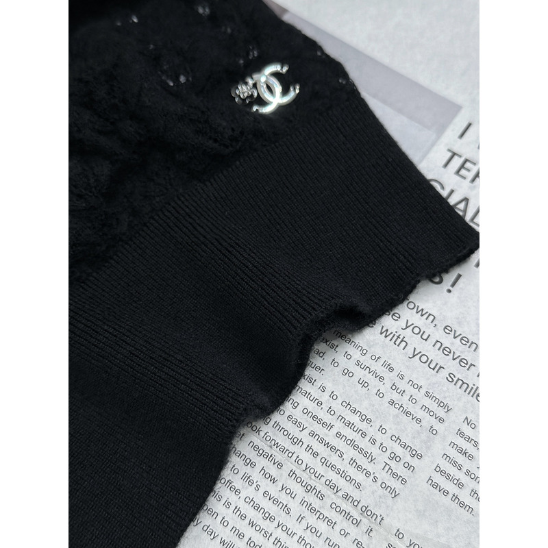 Ch*el cc logo knitted sweater black