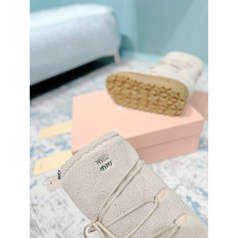 Miu Miu Shearling Après-Ski Boots Beige