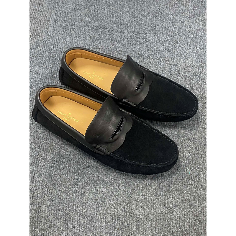 l**is V*t*n flat loafer suede leather black