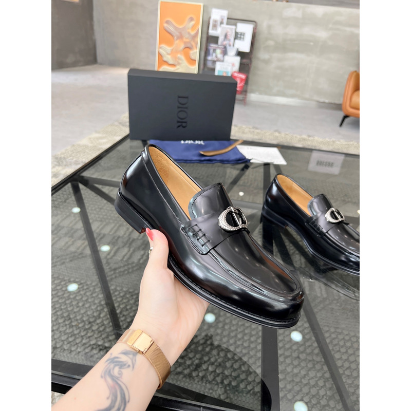D*or granville polished calfskin loafer black