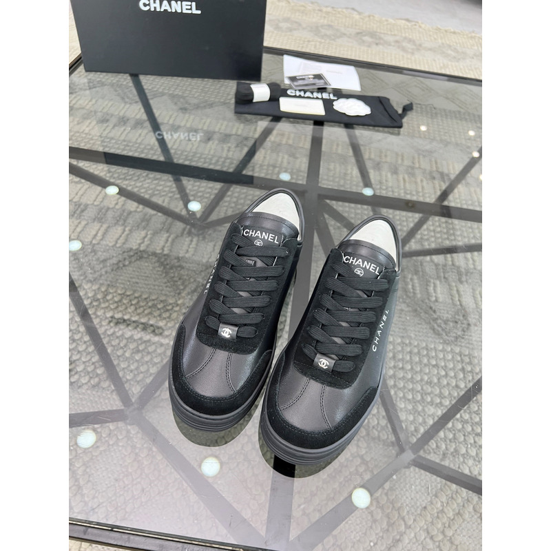 Ch*el calfskin sneakers black
