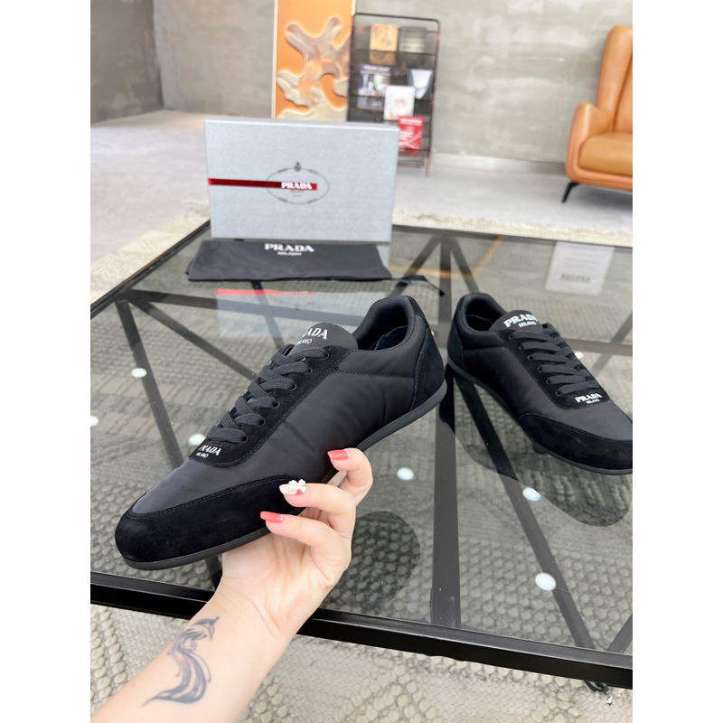 Pra*a suede and leather sneakers black