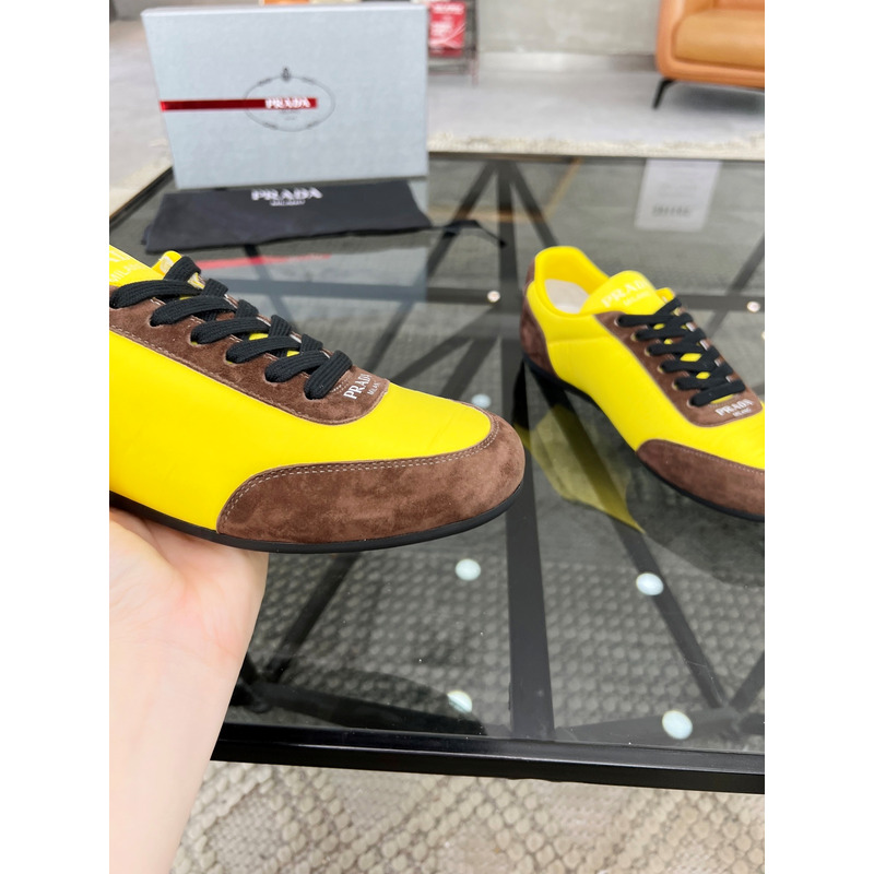 Pra*a suede and leather sneakers yellow