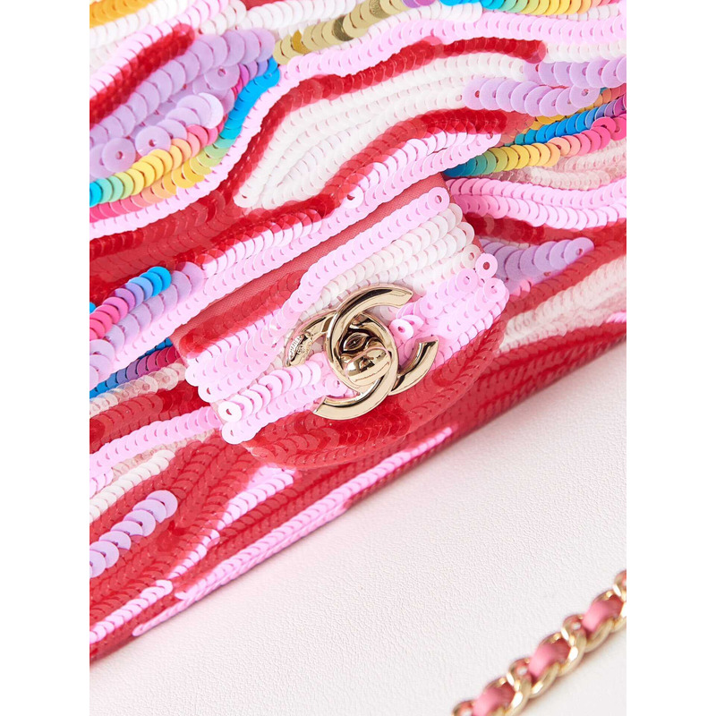Ch*el mini flap bag symphony gradient beads pink