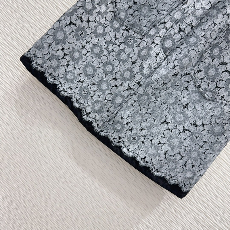 Ch*el skirt layered collage printed denim