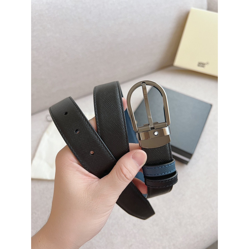 Mont Blanc Horseshoe Buckle Belt Black