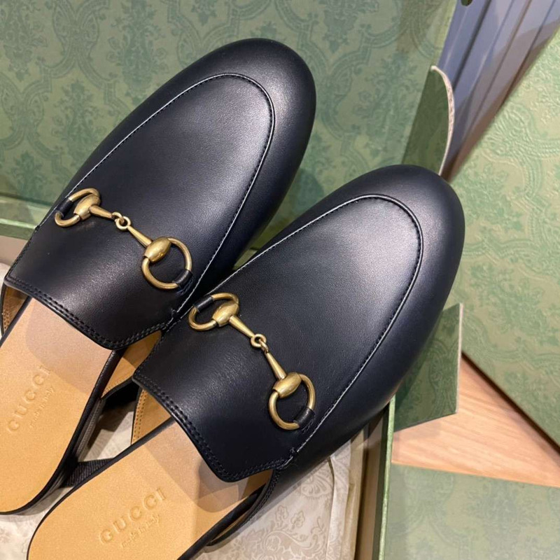G*u*i horsebit leather backless loafers