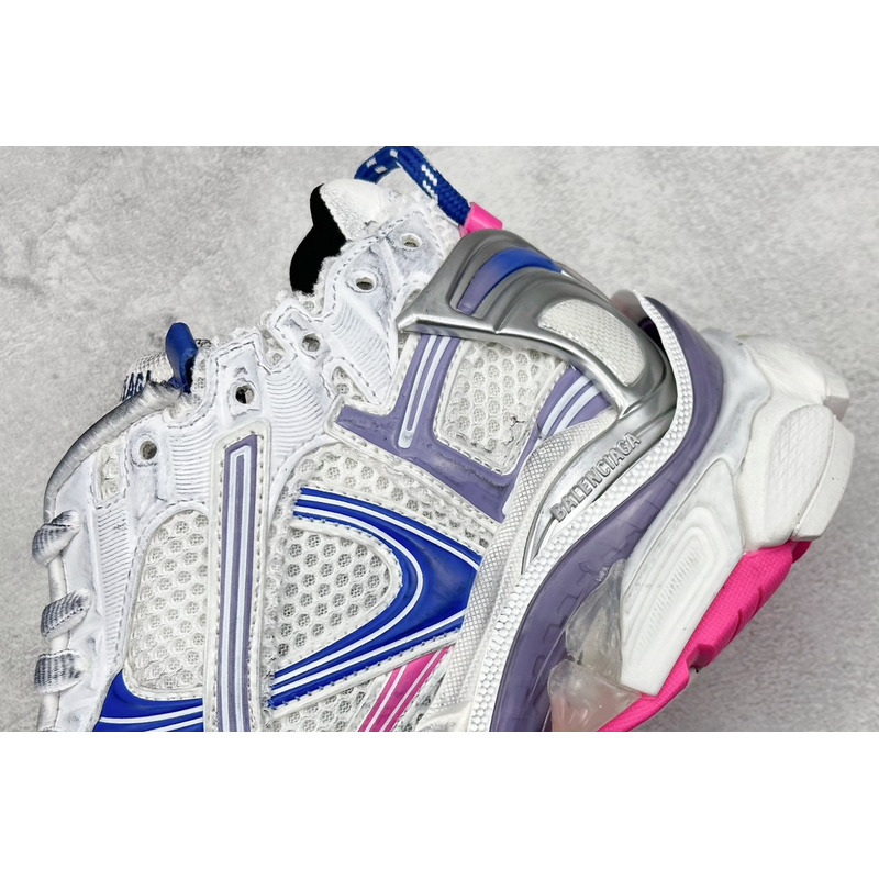 Ba*len*cia*ga mesh and nylon runner sneaker in pink blue and white