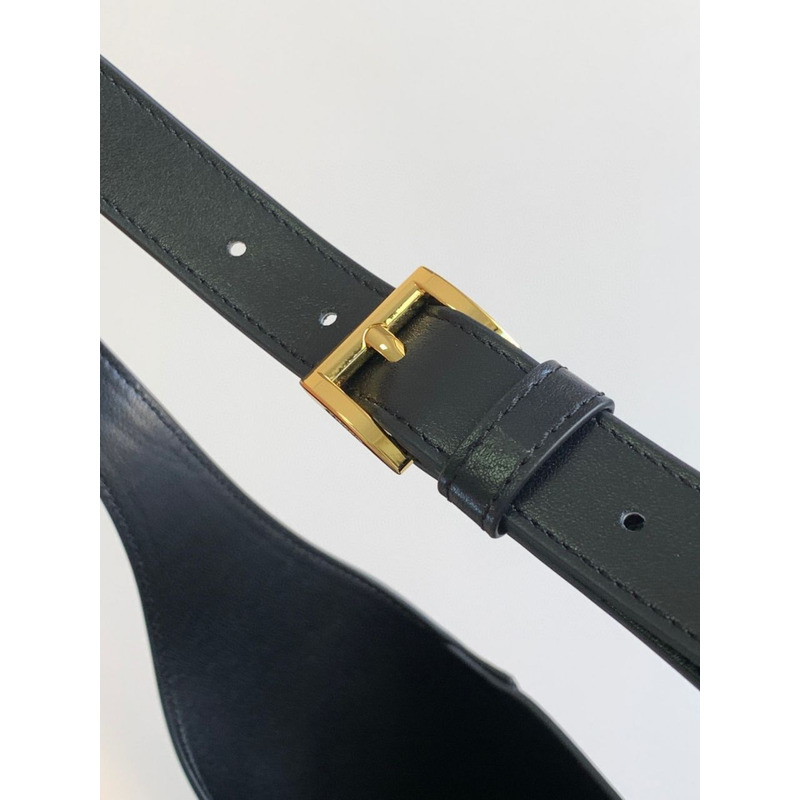 Pra*a large leather handbag with topstitching black