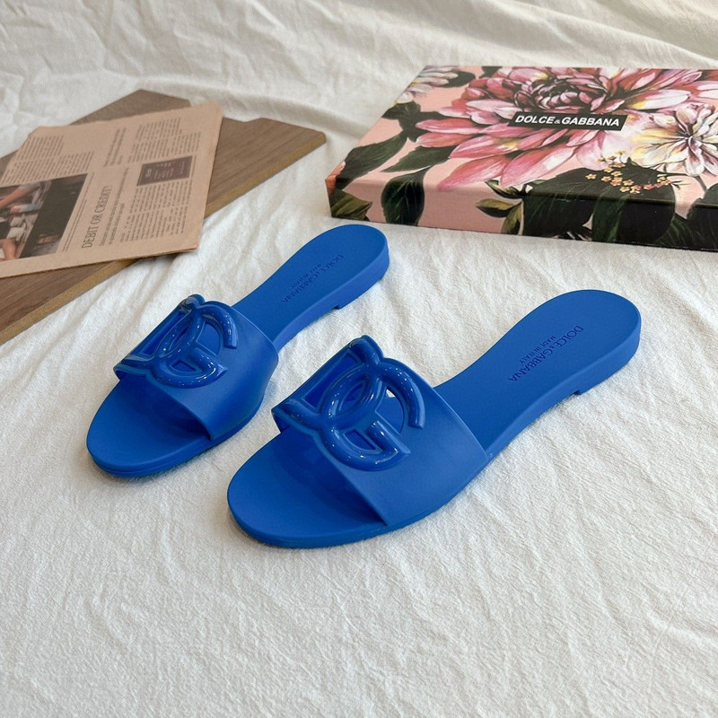 Dolce  Gabbana Dg Logo Rubber Slippers Blue