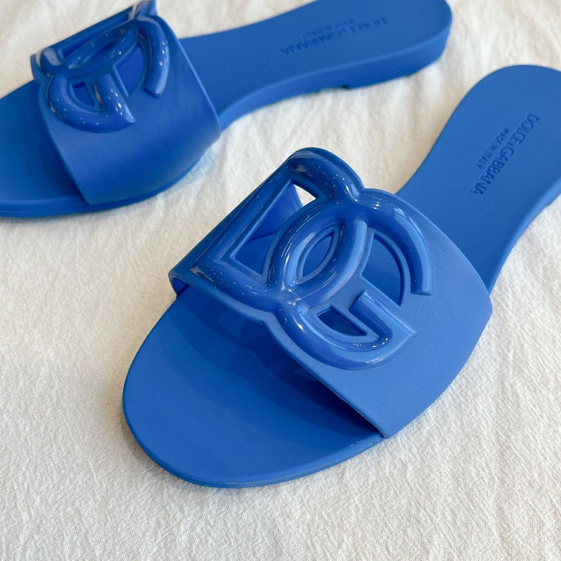 Dolce  Gabbana Dg Logo Rubber Slippers Blue