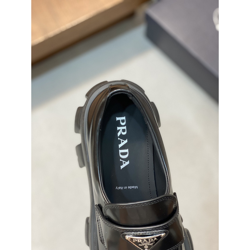 Pra*a brushed leather monolith loafers