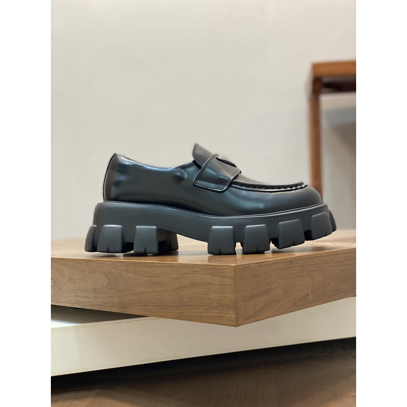 Pra*a brushed leather monolith loafers