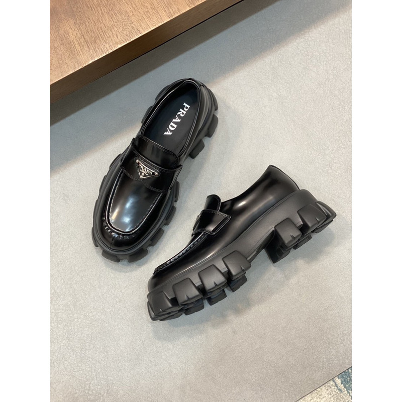 Pra*a brushed leather monolith loafers