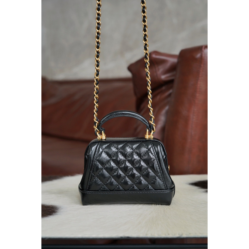 Ch*el mini bag with top handle black