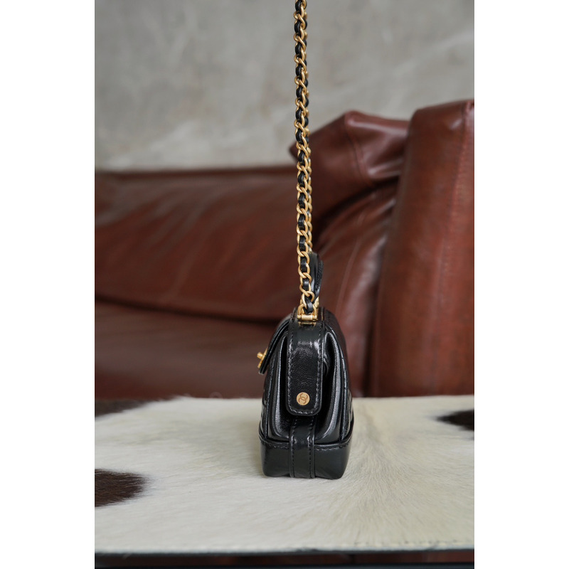 Ch*el mini bag with top handle black