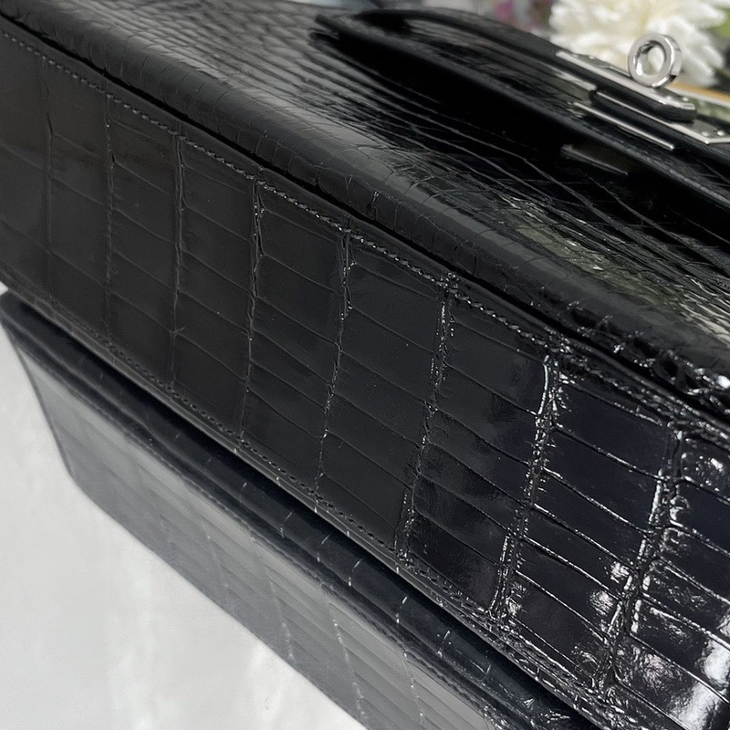 Hermès Kelly Pochette Shiny Alligator In Black