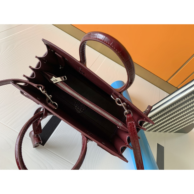 Saint Laurent Sac De Jour In Crocodile Embossed Leather Nano