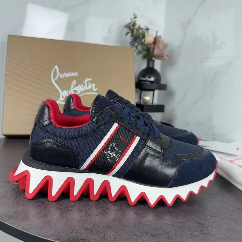 Ch**an louboutin nastroshark olona canva and calf leather men sneaker black