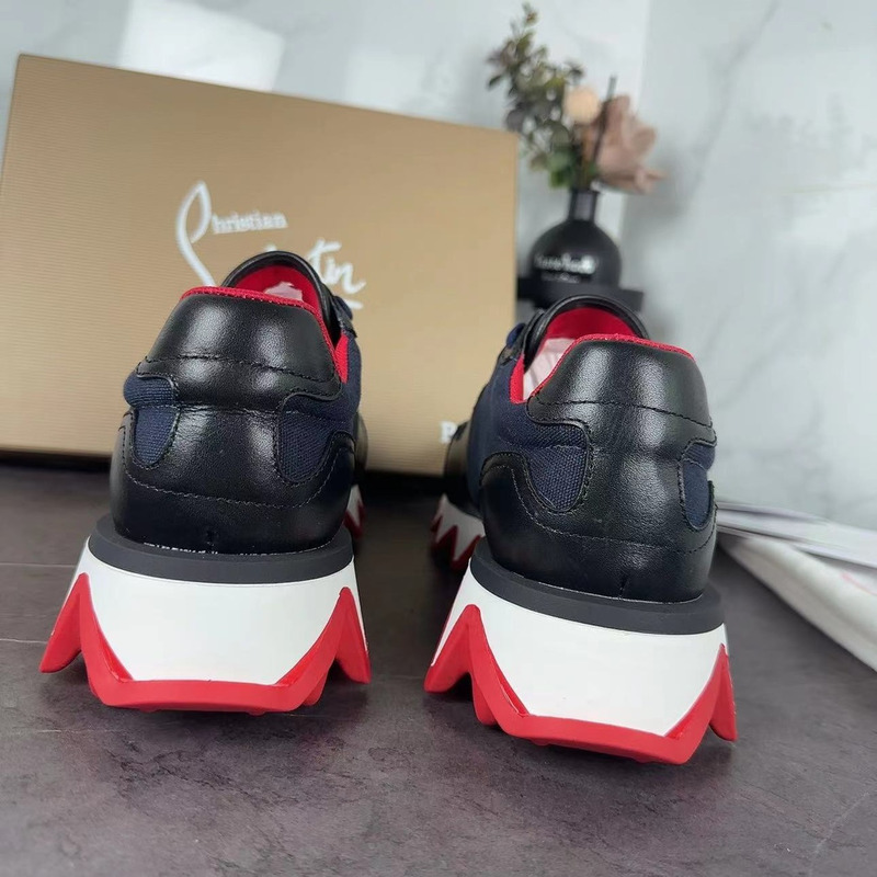 Ch**an louboutin nastroshark olona canva and calf leather men sneaker black