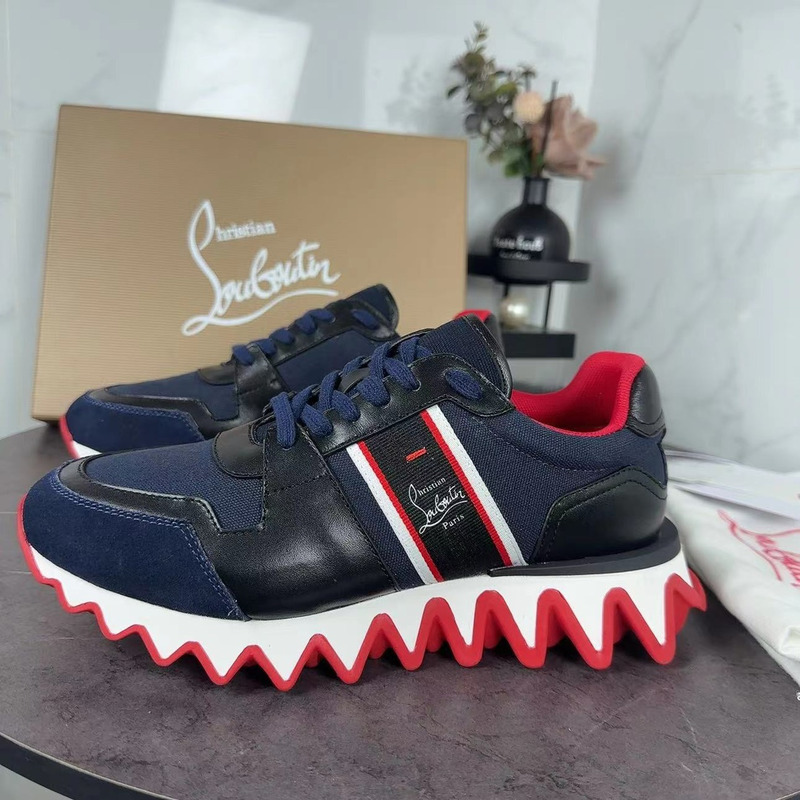 Ch**an louboutin nastroshark olona canva and calf leather men sneaker black