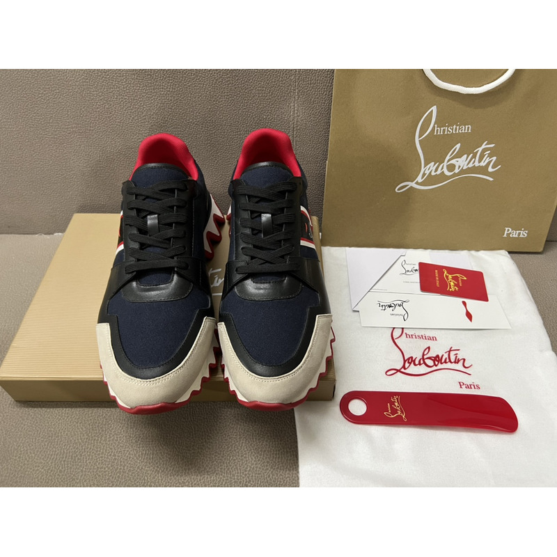 Ch**an louboutin nastroshark olona canva and calf leather men sneakers navy