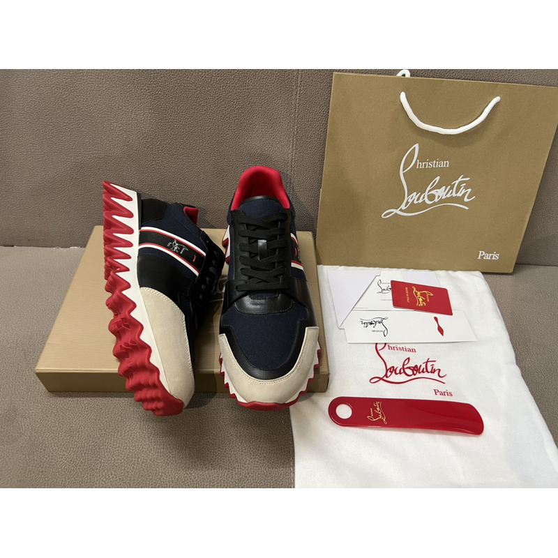 Ch**an louboutin nastroshark olona canva and calf leather men sneakers navy