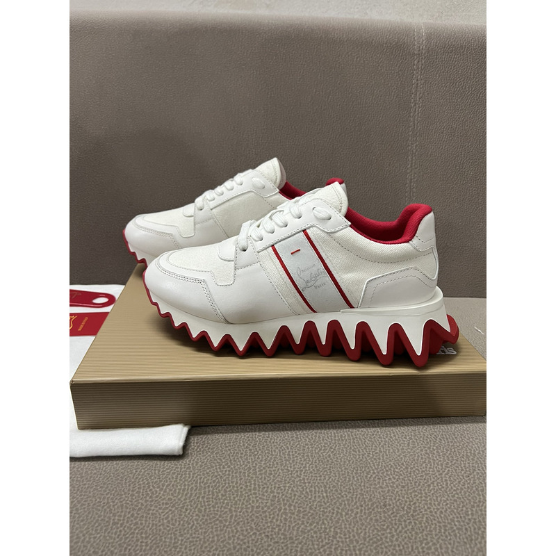 Ch**an louboutin nastroshark olona canva and calf leather men sneakers white