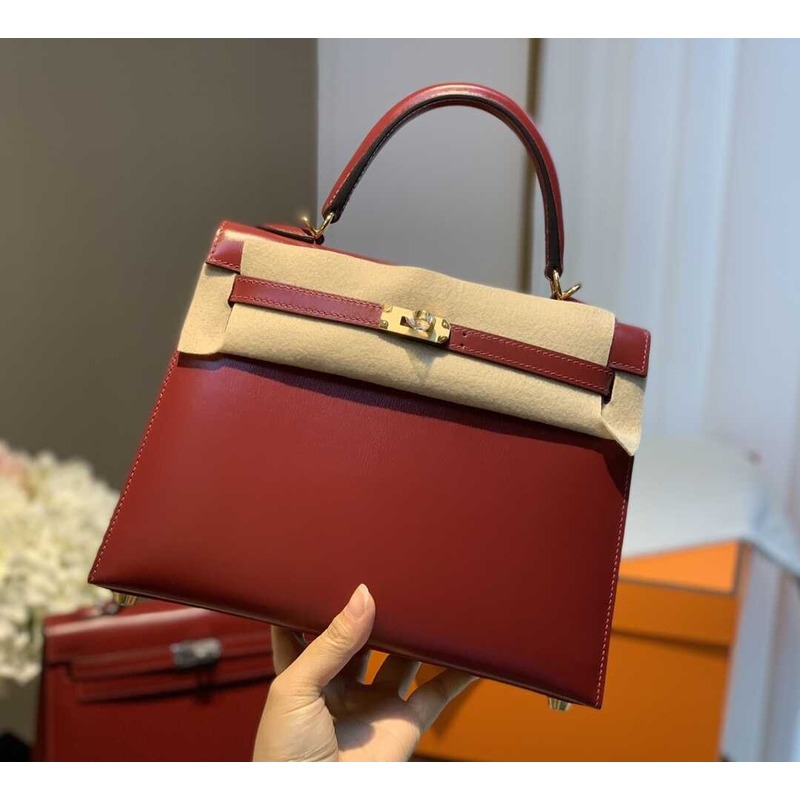 H**mes kelly 25 rouge h sellier sombrero gold hardware red