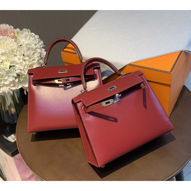 H**mes kelly 28 rouge h sellier sombrero silver hardware red