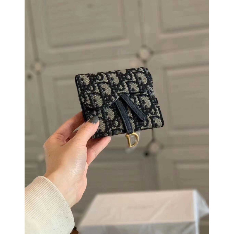 D*or oblique nano saddle chain pouch blue