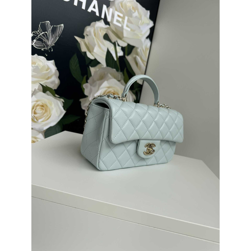 Ch*el mini rectangle top handle blue clair