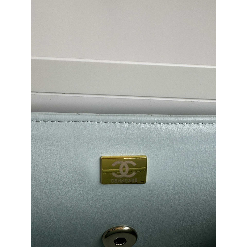 Ch*el mini rectangle top handle blue clair