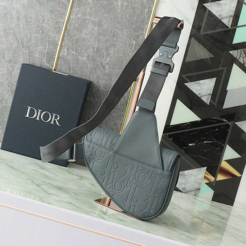 saddle bag grey D*or gravity leather and black grained calfskin