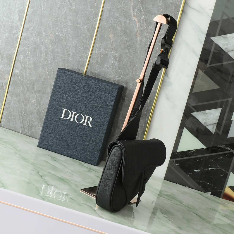 D*or saddle bag black D*or gravity leather and black grained calfskin