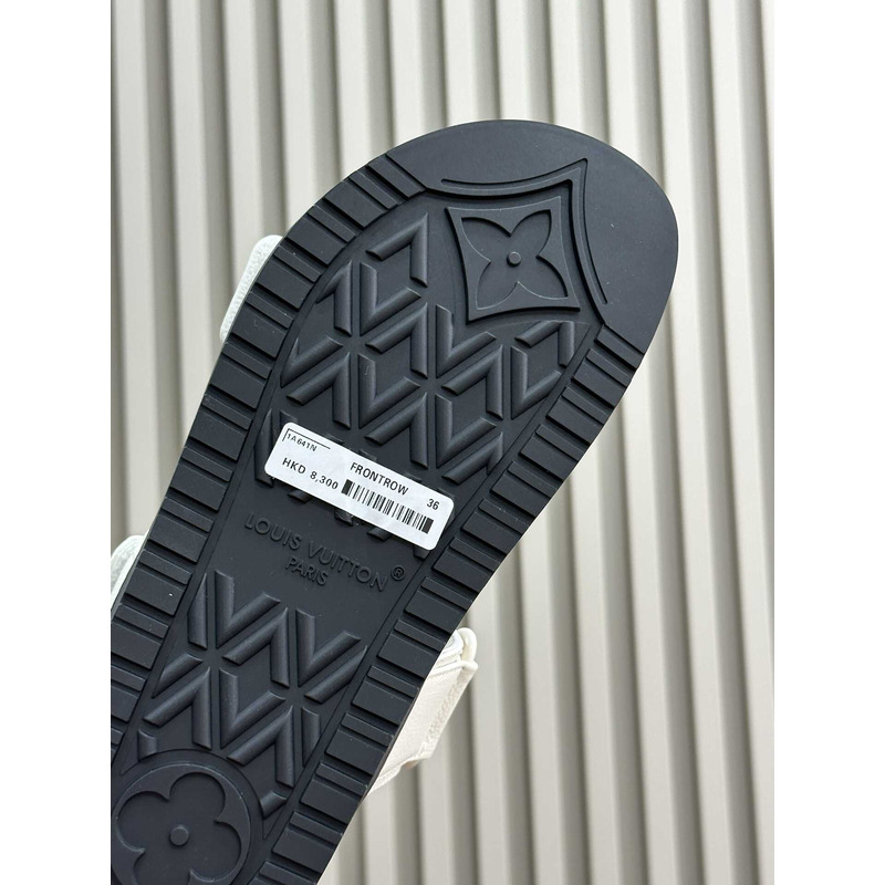 l**is V*t*n monogram lv flat sandals brown/black