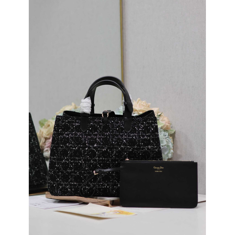 D*or large toujours bag black cannage tweed
