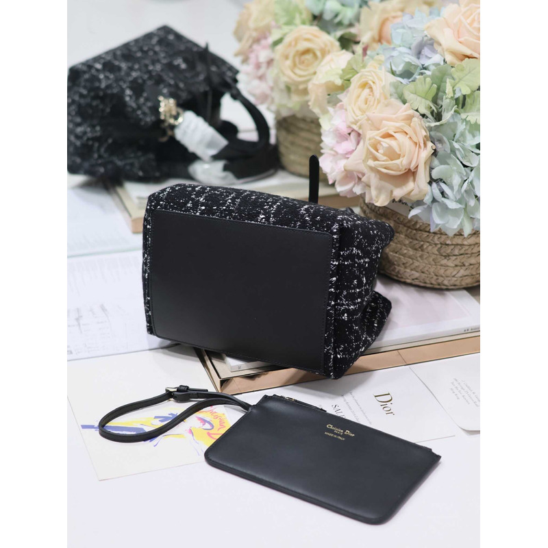 D*or medium toujours bag black cannage tweed